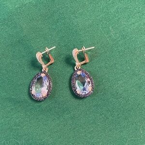 Judith Ripka Blue and Silver Oval Earrings